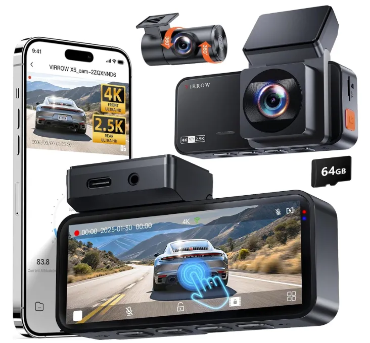 Virrow 4k Dash Cam Front & Rear