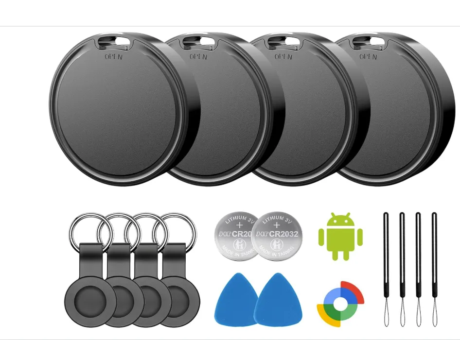 Air Tags for Android,Air Tags-4 Pack Android,Air Tracker Tags with 4 Case,2 Year Battery Life,Google Find Trackers for Google'S Find Hub App,IP65 Waterproof Luggage Air Tracker Tag for Keys