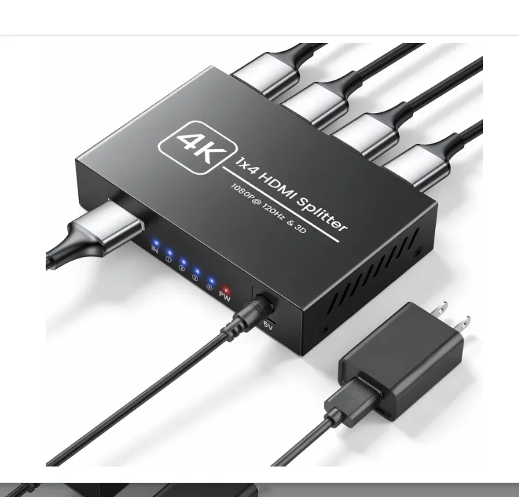 4K HDMI Splitter 1 in 4 Out, Supports 1080P@120Hz, Up to 100ft Transmission