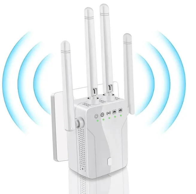 [P-000194] WiFi Extender Signal Booster for Home Quick Setup Internet Repeater Long Range Up to 45+ Devices