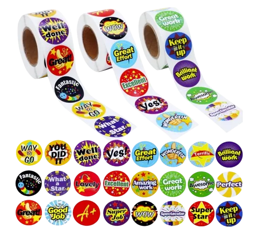 3 Rolls Reward Stickers for Teachers.1500 PCS